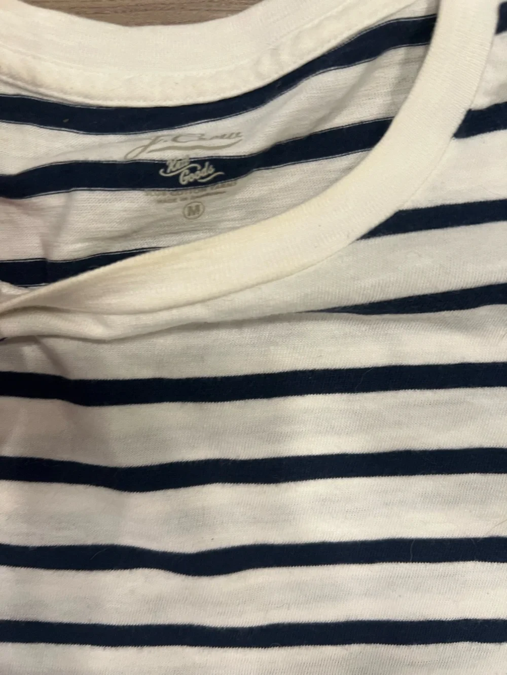 J. Crew Men's Navy & White Striped Short Sleeve Tee. Medium